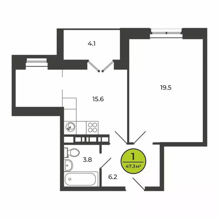 1-комнатная квартира: Свень, Соборная улица, 24 (47.3 м) - Фото 0