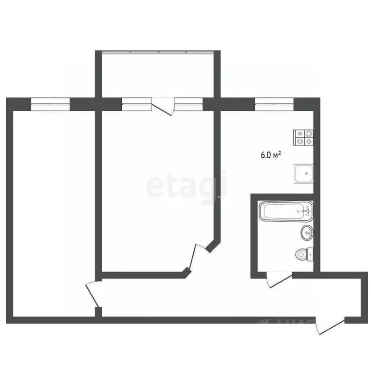 2-к кв. Тюменская область, Тюмень Тульская ул., 4 (43.3 м) - Фото 0