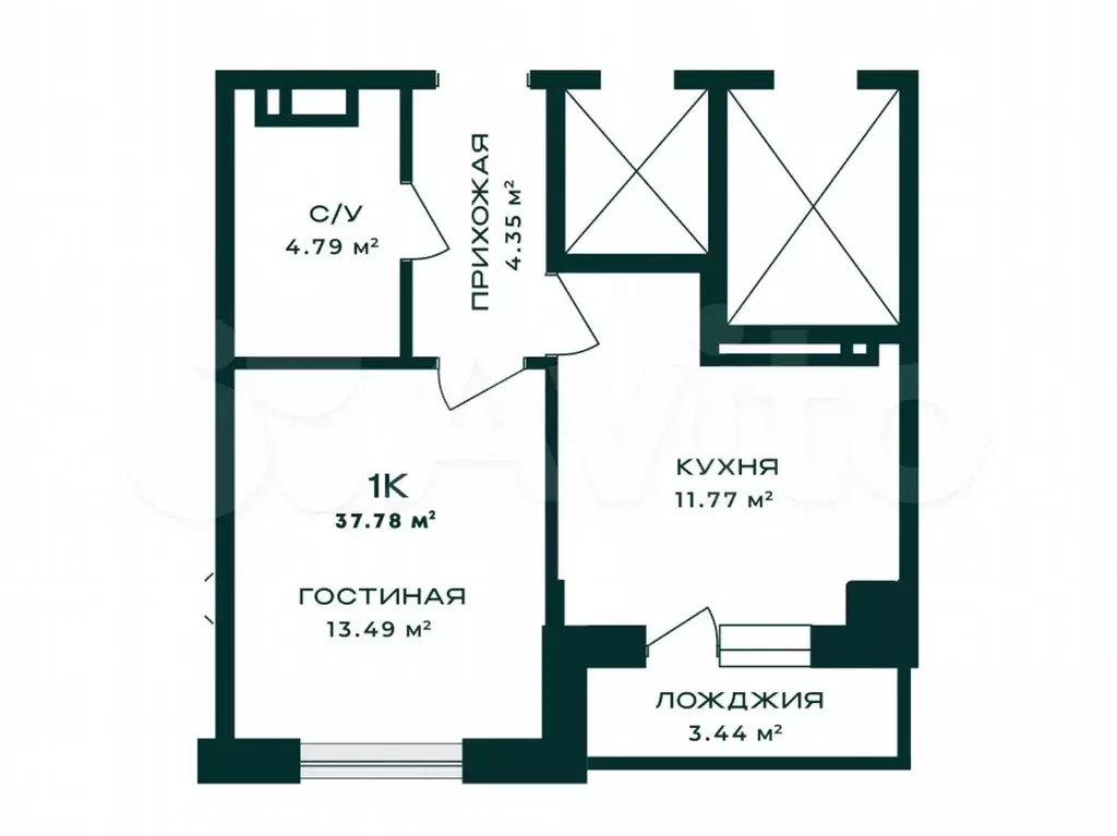 1-к. квартира, 37,7 м, 2/9 эт. - Фото 0