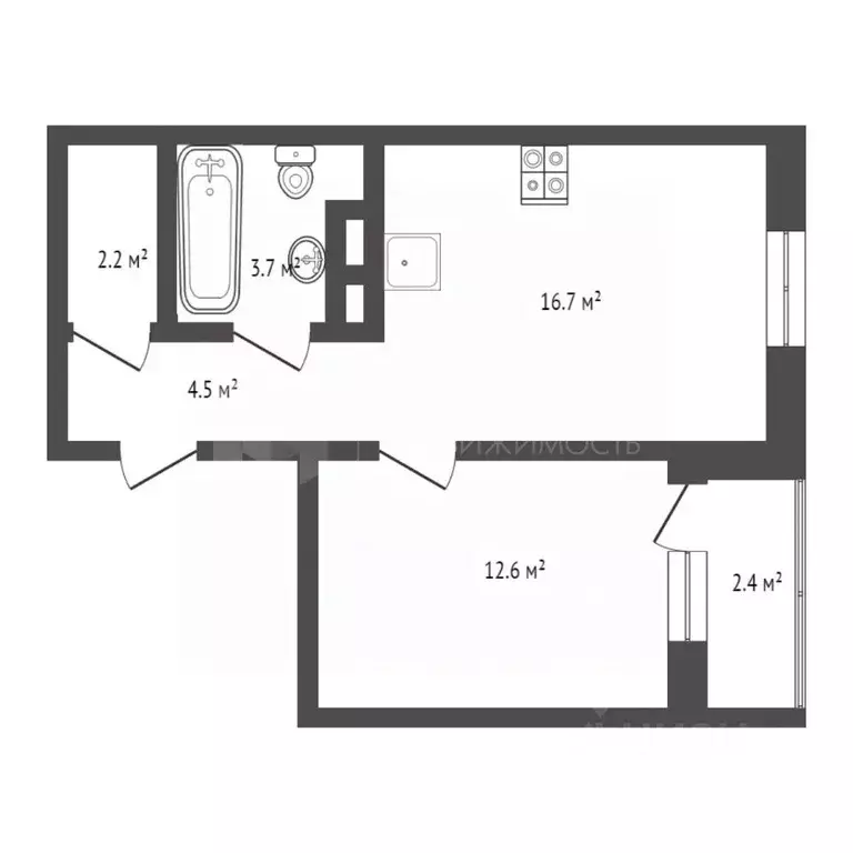 1-к кв. Тюменская область, Тюмень ул. Анатолия Клиндюка, 1 (36.0 м) - Фото 2