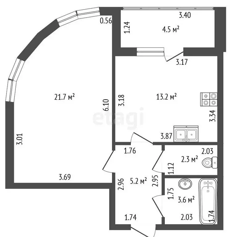 1-комнатная квартира: Санкт-Петербург, улица Жукова, 3 (46 м) - Фото 1