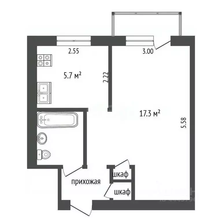 1-к кв. Челябинская область, Челябинск Новороссийская ул., 128 (32.0 ... - Фото 2