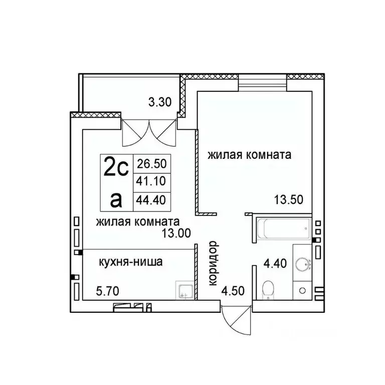 2-к кв. Новосибирская область, Новосибирск 2-я Высокогорная ул. (44.4 ... - Фото 0