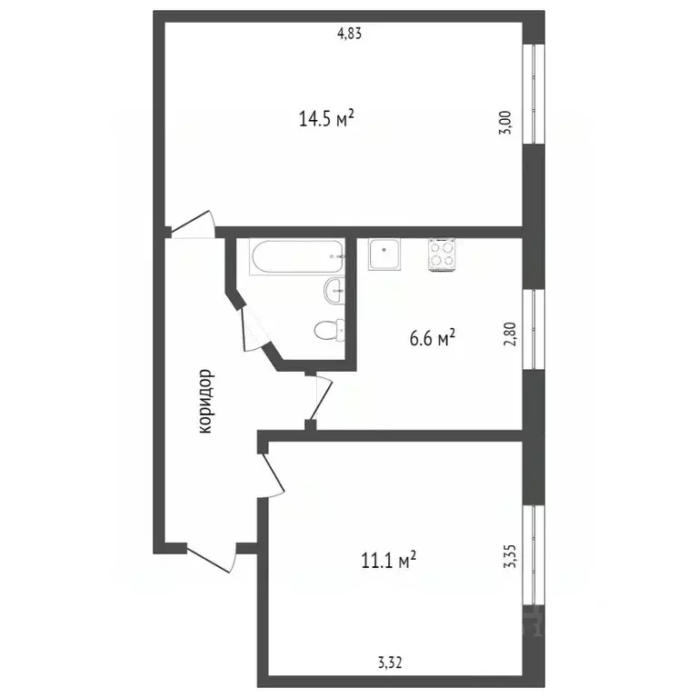 2-к кв. Ханты-Мансийский АО, Сургут ул. 50 лет ВЛКСМ, 9 (39.4 м) - Фото 1