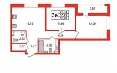 3-к кв. Санкт-Петербург Кубинская ул., 82к3с1 (59.48 м) - Фото 2