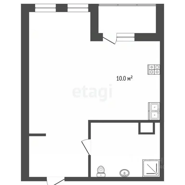 Студия Тюменская область, Тюмень ул. 50 лет Октября, 57Б (36.4 м) - Фото 2