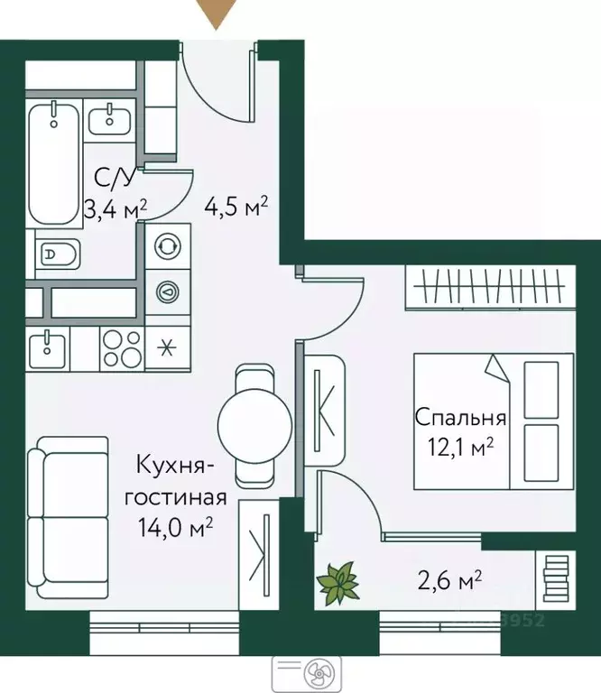 1-к кв. Волгоградская область, Волгоград Новосибирская ул., 74с1 ... - Фото 0
