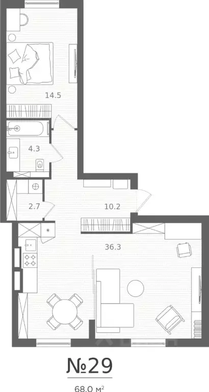 2-к кв. Калининградская область, Калининград Стекольная ул., 41 (68.0 ... - Фото 0