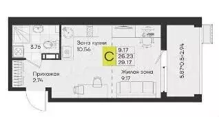 Квартира-студия, 29 м, 12/14 эт. - Фото 1