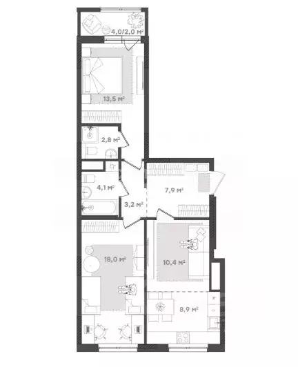 2-к кв. Удмуртия, Ижевск ул. Холмогорова, 105 (70.2 м) - Фото 1