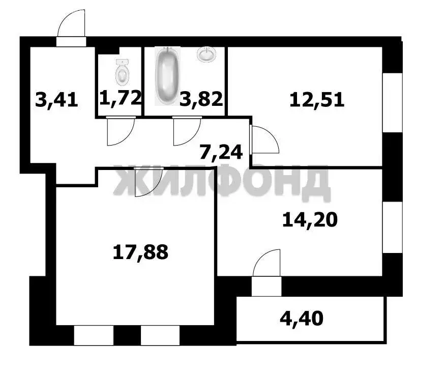 3-комнатная квартира: Новосибирск, Светлановская улица, 52/2 (61.2 м) - Фото 0