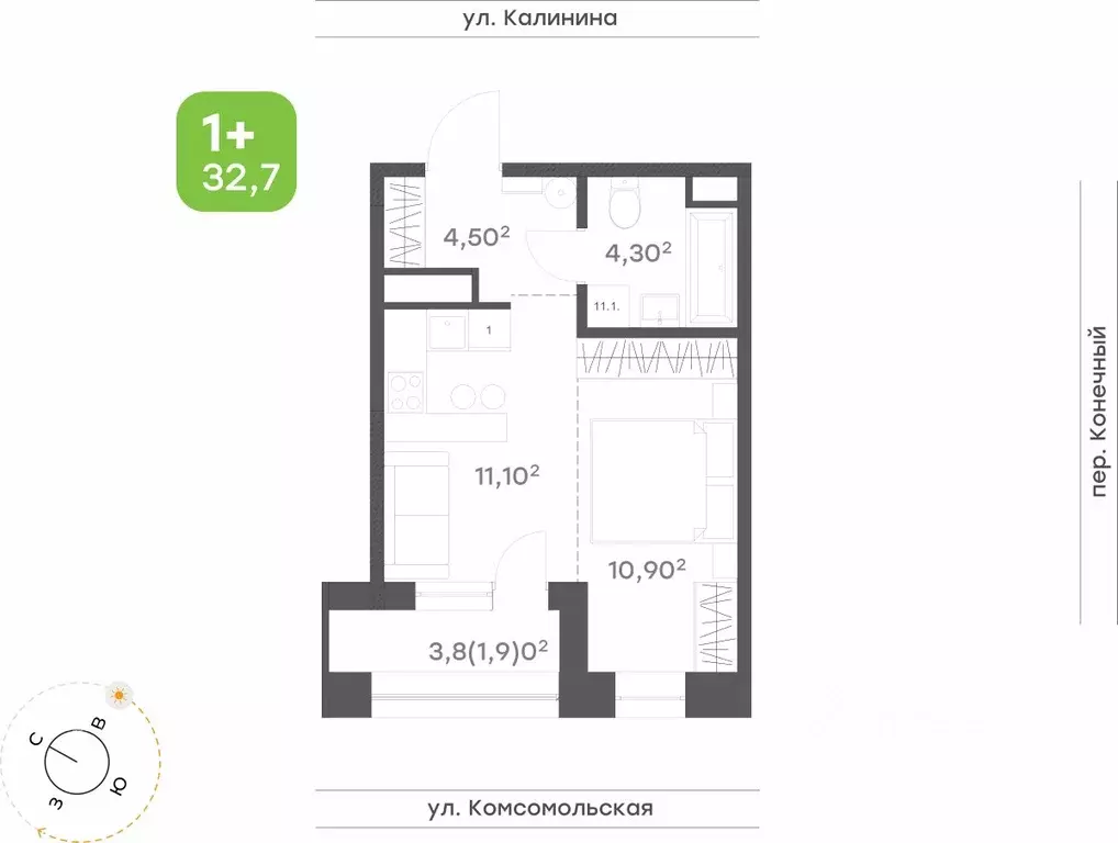 1-к кв. Хабаровский край, Хабаровск Клубный Дом на Калинина жилой ... - Фото 1