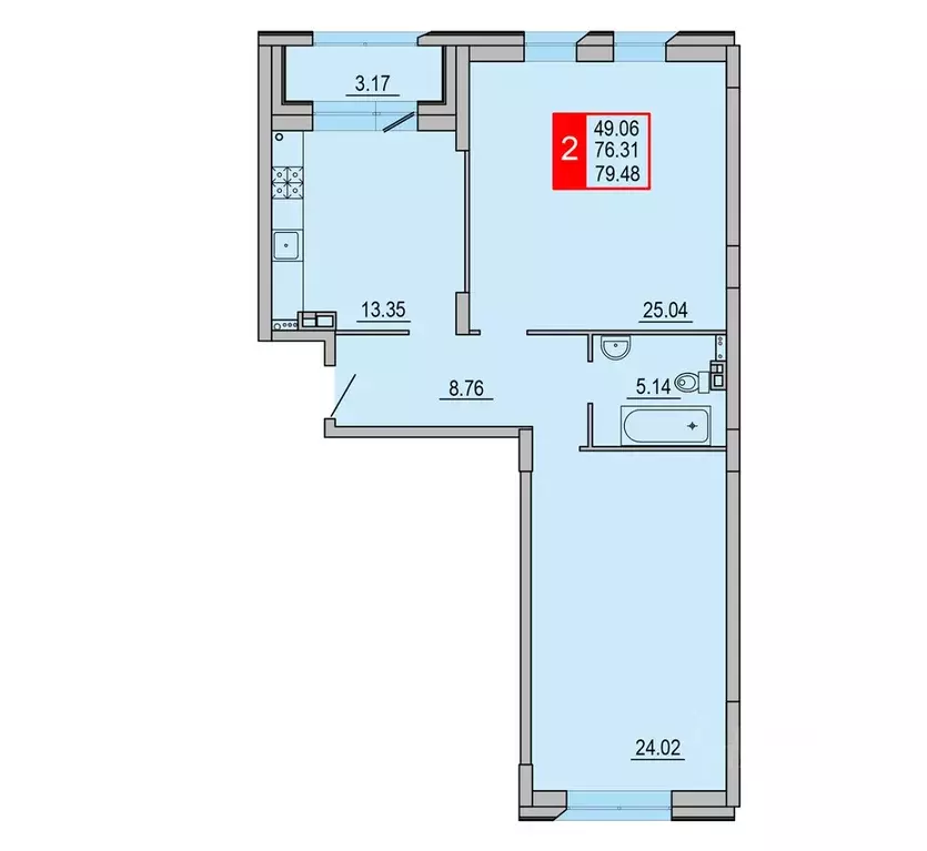 2-к кв. Тверская область, Тверь Петербургское ш. (79.48 м) - Фото 0