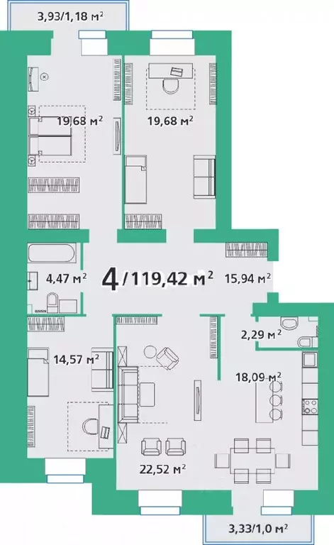 4-к кв. Красноярский край, Красноярск ул. Березина, 82Д (120.16 м) - Фото 0