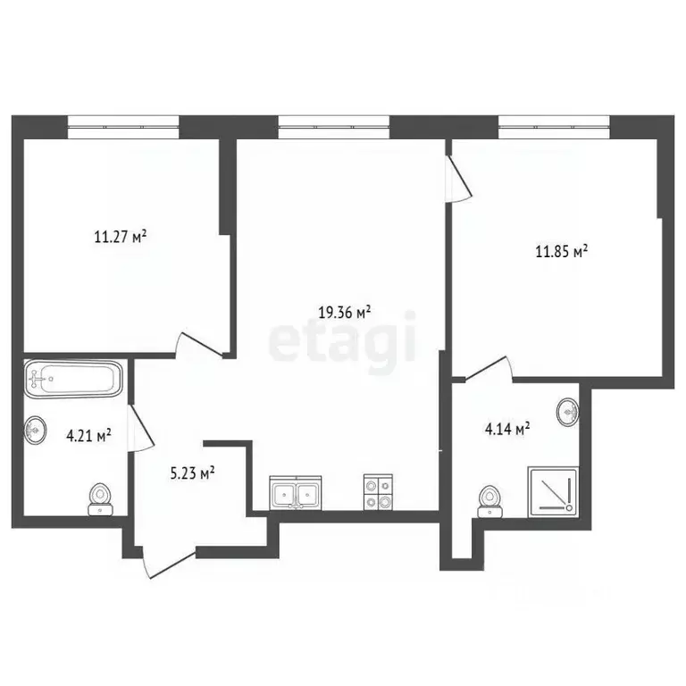 2-к кв. Тюменская область, Тюмень ул. Тимофея Чаркова, 93 (55.8 м) - Фото 0