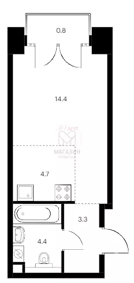 Продаётся квартира-студия, 27.6 м - Фото 0