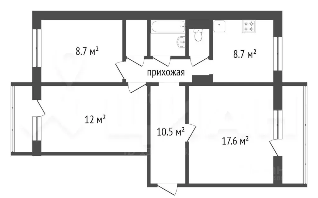 3-к кв. Красноярский край, Красноярск просп. Металлургов, 51 (67.0 м) - Фото 1