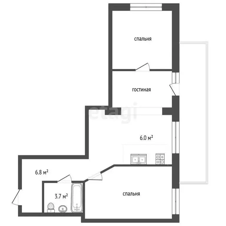 2-комнатная квартира: Ставропольский район, село Верхние Белозёрки, ... - Фото 1