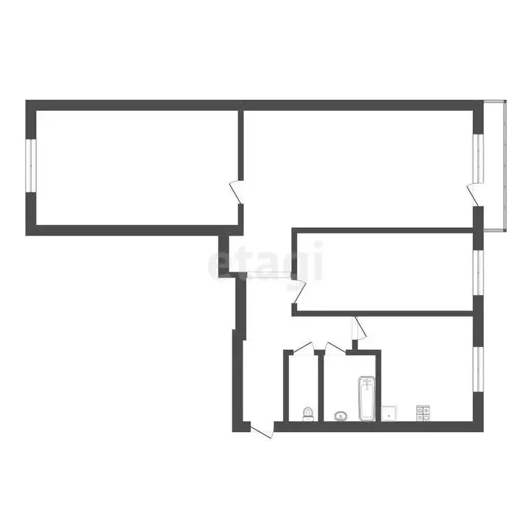3-комнатная квартира: Ачинск, 6-й микрорайон, 5 (59.4 м) - Фото 1