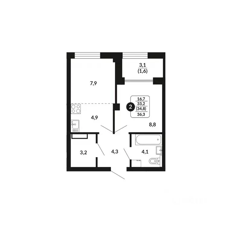 2-к кв. Кировская область, Киров Завода Маяк мкр,  (34.8 м) - Фото 0