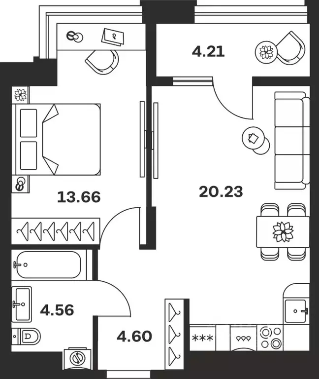 1-к кв. Тульская область, Тула Баташи Парк жилой комплекс (47.26 м) - Фото 1