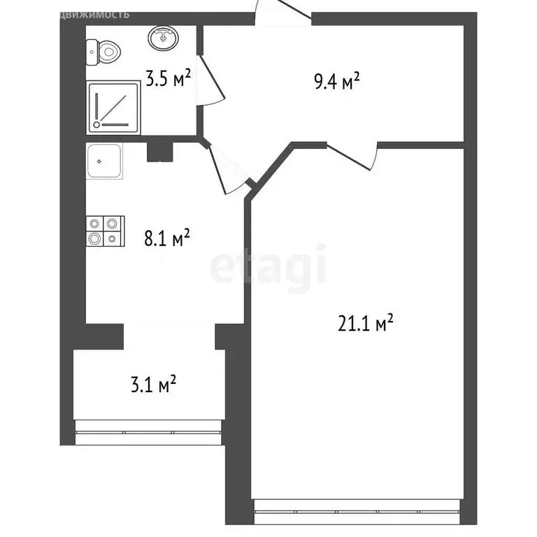 1-комнатная квартира: Зеленоградск, улица Тургенева, 14А (42.1 м) - Фото 1