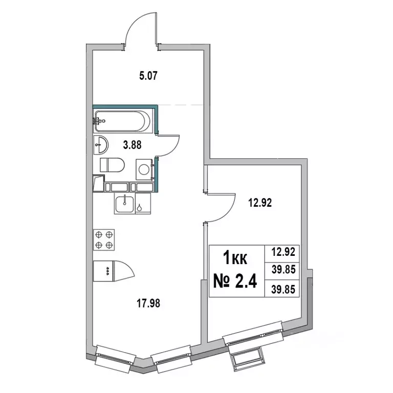 1-к кв. Ленинградская область, Выборг ул. 2-я Южная, 4 (39.85 м) - Фото 1