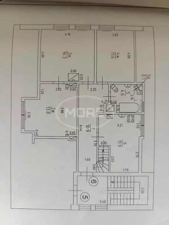 4-к кв. Калининградская область, Полесск Калининградская ул., 62 (89.7 ... - Фото 2