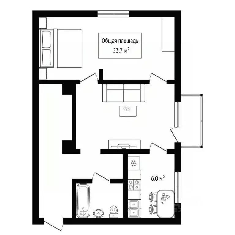 2-к кв. Новосибирская область, Новосибирск ул. Пархоменко, 4 (53.7 м) - Фото 2