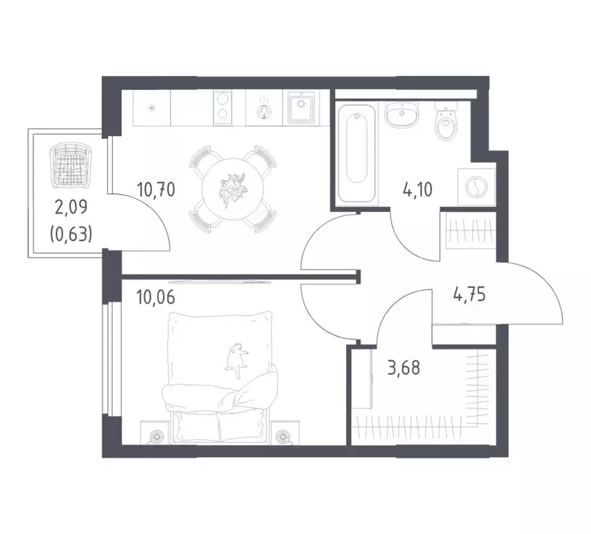 1-комнатная квартира: деревня Коробово, ЖК Горки Парк, 8.1 (33.92 м) - Фото 1