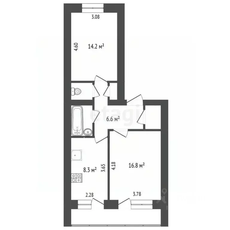 2-к кв. Калужская область, Малоярославец ул. Щорса, 5 (55.0 м) - Фото 1