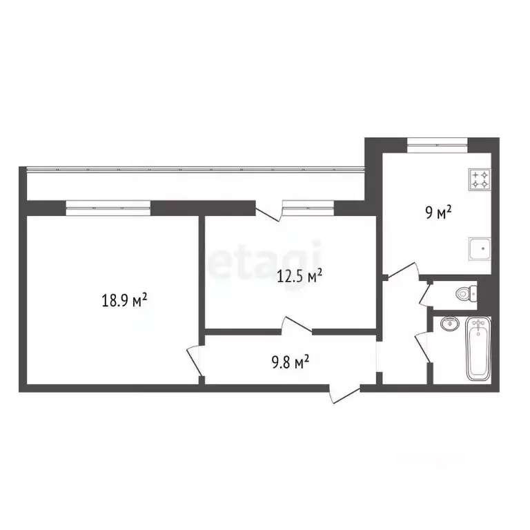 2-к кв. Красноярский край, Красноярск 9 Мая ул., 12 (54.0 м) - Фото 1