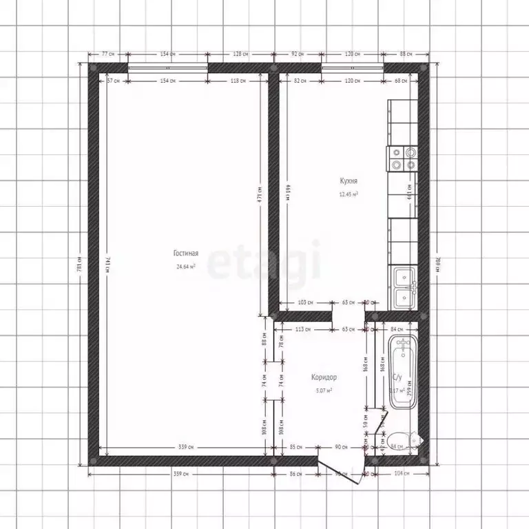 1-к кв. Белгородская область, Губкин ул. Горького, 8А (37.3 м) - Фото 2