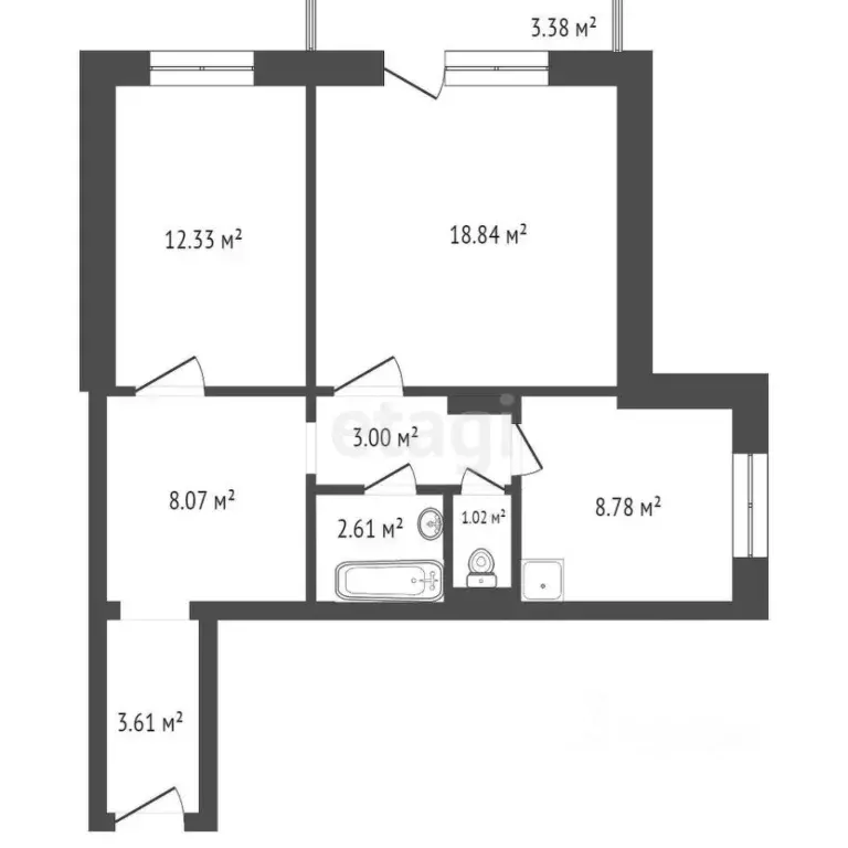 2-к кв. Красноярский край, Красноярск ул. Чернышевского, 120А (58.4 м) - Фото 2