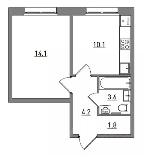 1-к кв. Кировская область, Киров ул. Чистопрудненская, 13А (33.8 м) - Фото 1