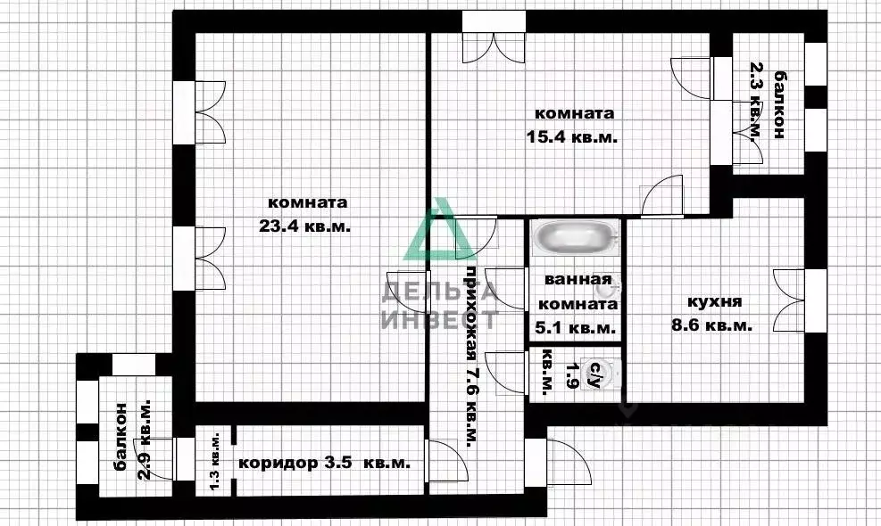 2-к кв. Башкортостан, Уфа Сельская Богородская ул., 13 (66.8 м) - Фото 1
