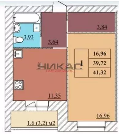 Продаётся 1-к квартира, 43.27 м - Фото 0