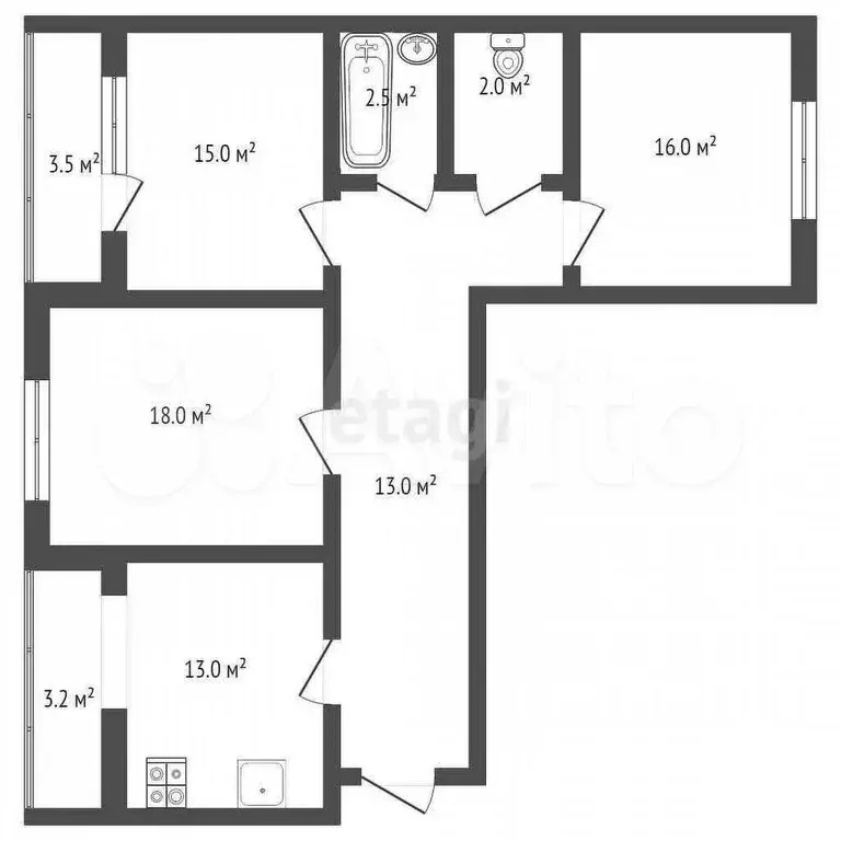 3-к. квартира, 76 м, 3/3 эт. - Фото 0