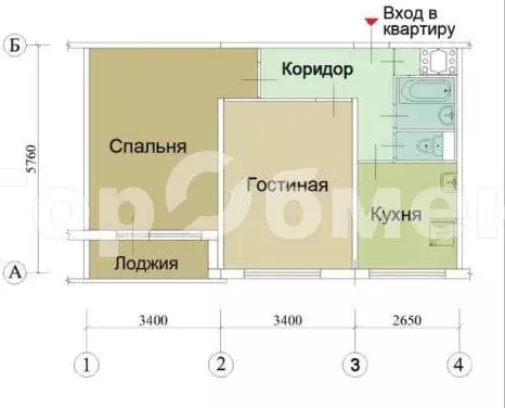 2-комнатная квартира: Москва, Мурановская улица, 3 (46.2 м) - Фото 1