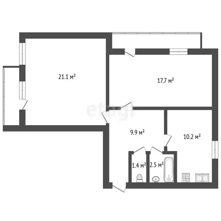 2-комнатная квартира: Ялуторовск, улица Ворошилова, 58 (62.8 м) - Фото 1