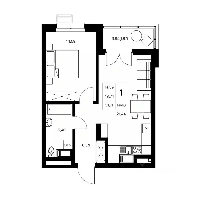 1-к кв. Калужская область, Обнинск Заовражье жилрайон, Новый город ... - Фото 1