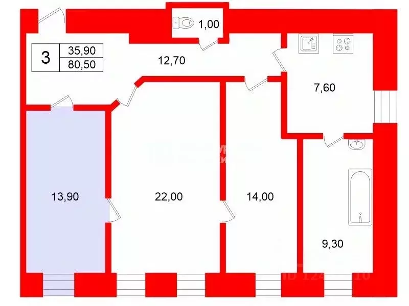 Комната Санкт-Петербург ул. Шкапина, 18 (13.9 м) - Фото 2