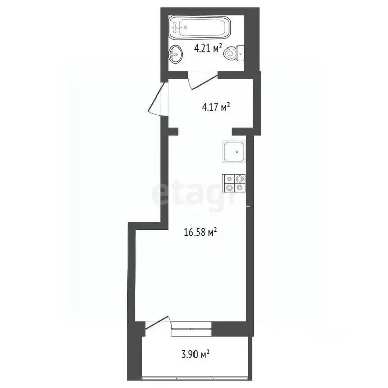 Студия Тюменская область, Тюмень Интернациональная ул., 199к7 (23.9 м) - Фото 2