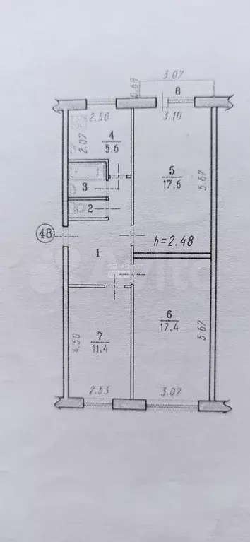 3-к. квартира, 64 м, 2/5 эт. - Фото 0