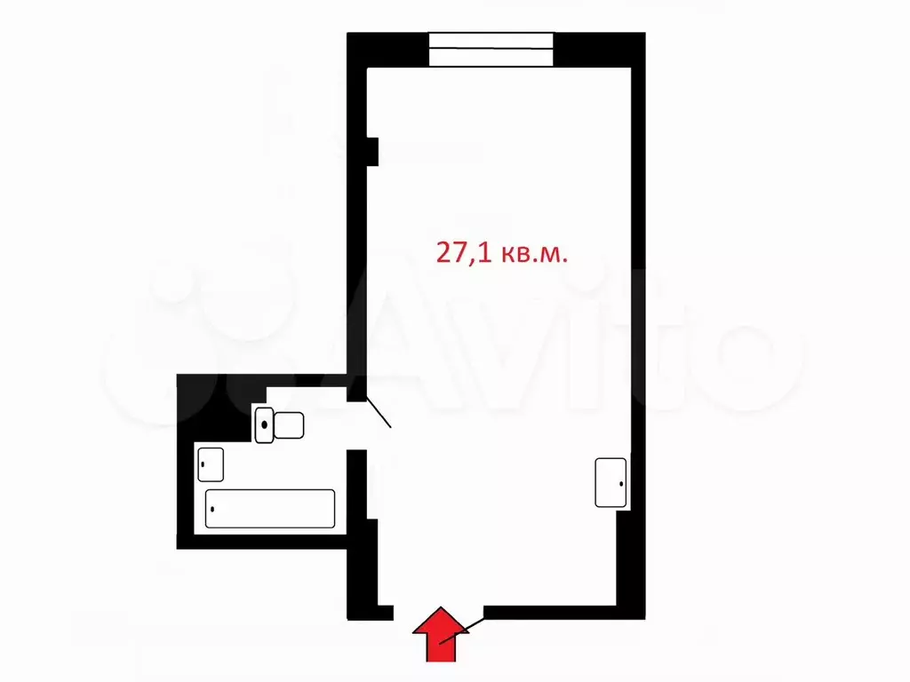 Квартира-студия, 27,1 м, 5/17 эт. - Фото 0