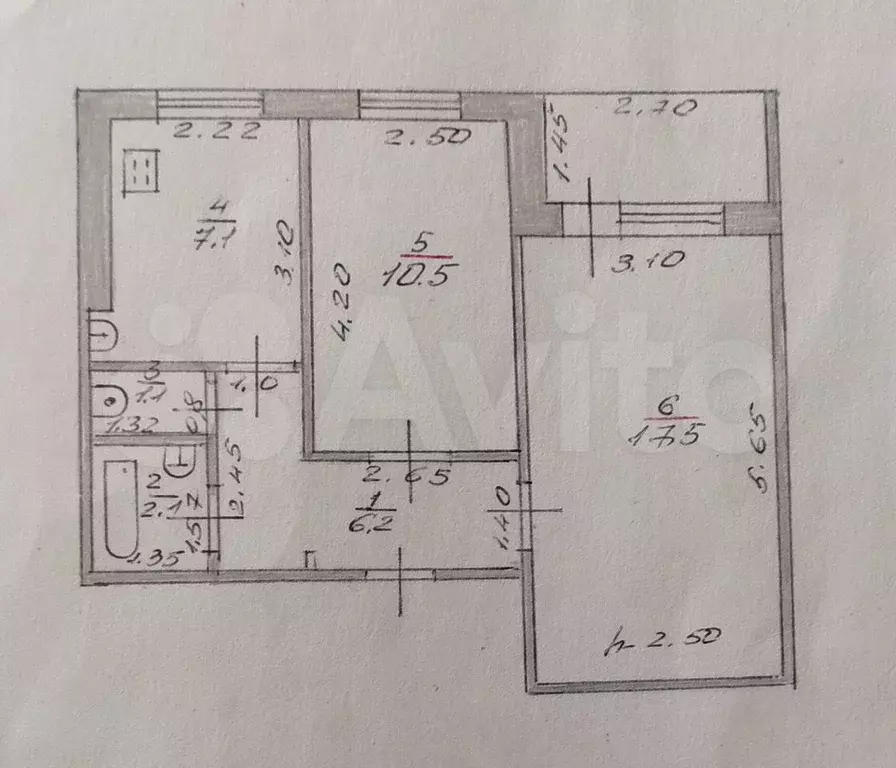 2-к. квартира, 46,5 м, 7/9 эт. - Фото 0