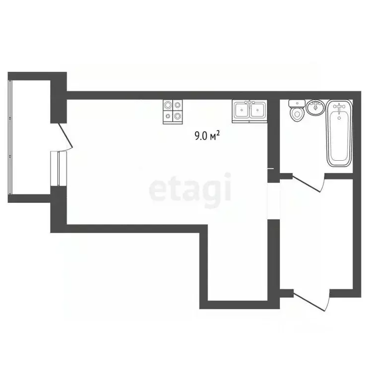 Студия Вологодская область, Вологда Ягодная ул., 10 (40.1 м) - Фото 1