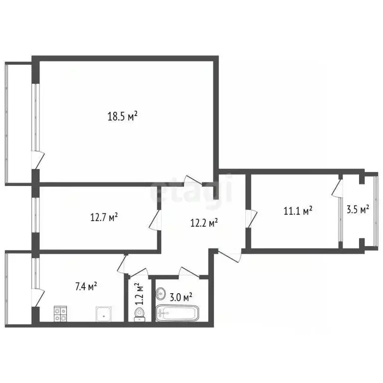 3-к кв. Севастополь ул. Адмирала Фадеева, 29В (70.8 м) - Фото 2