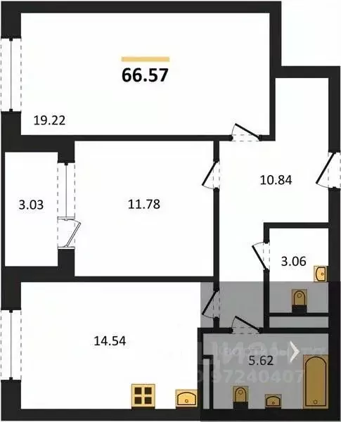 2-к кв. Воронежская область, Воронеж ул. Ломоносова, 116/3 (66.57 м) - Фото 0