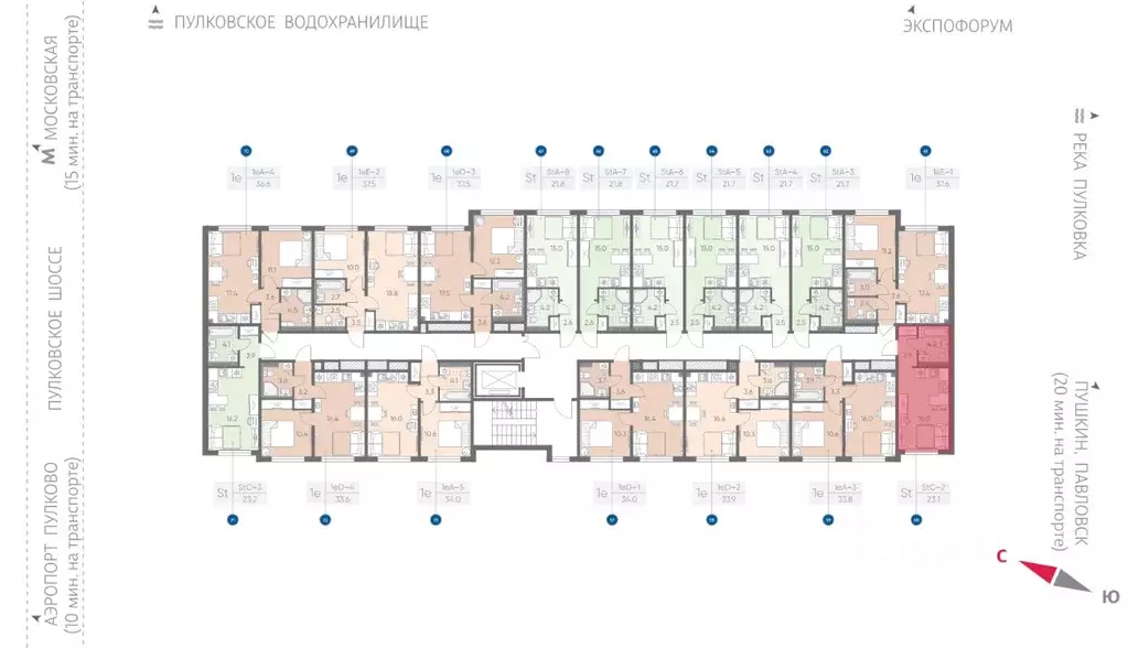 Студия Санкт-Петербург пос. Шушары, Пулково Лэйк жилой комплекс (23.1 ... - Фото 2